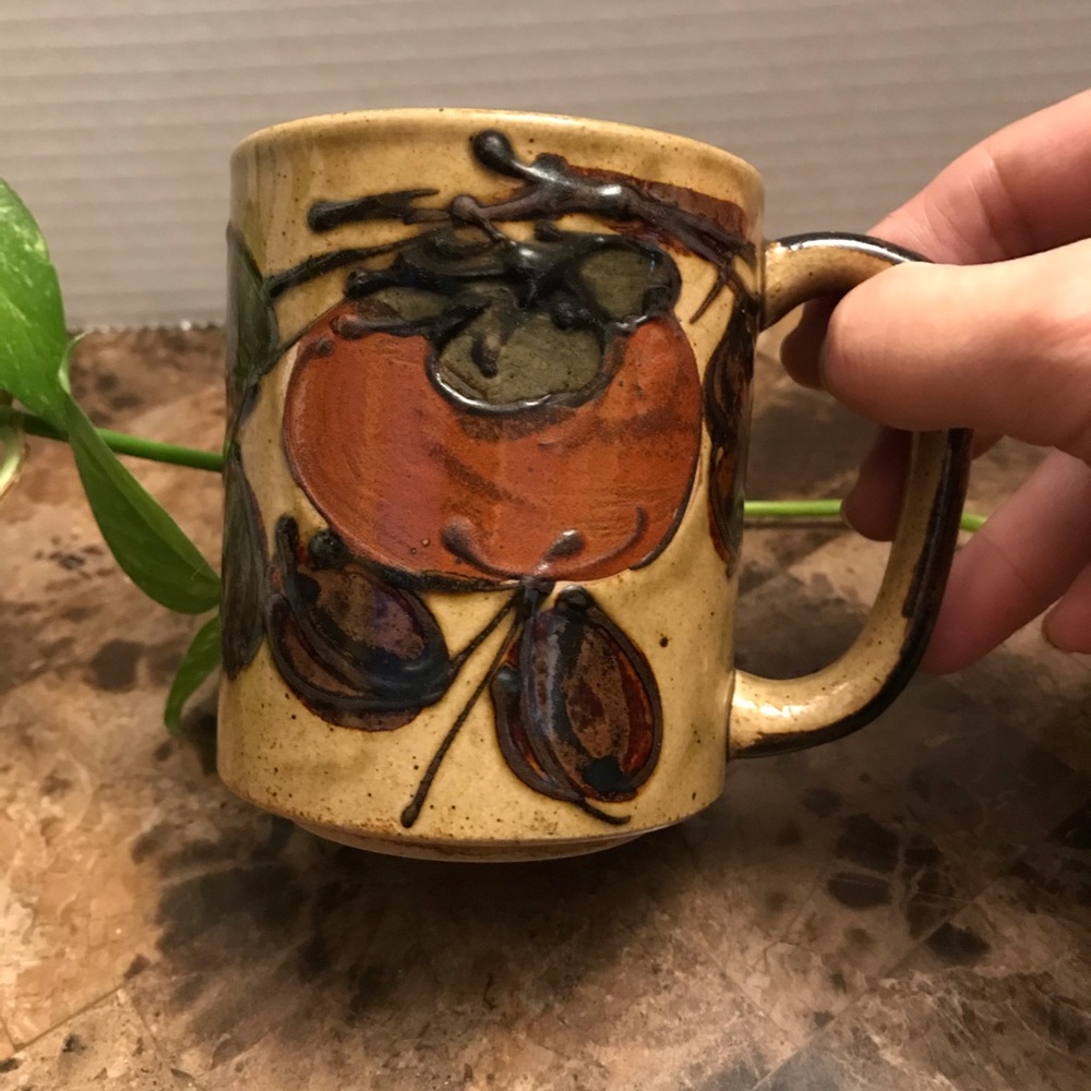 Vintage Speckled Stoneware Coffee Mug Cup.